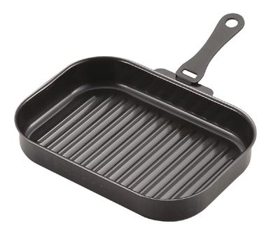 Pearl Metal Grill Pan, Black, 25 X 17 Cm, Iron, with Handle, Rectangular, Wave Design, Rakuking HB-4229