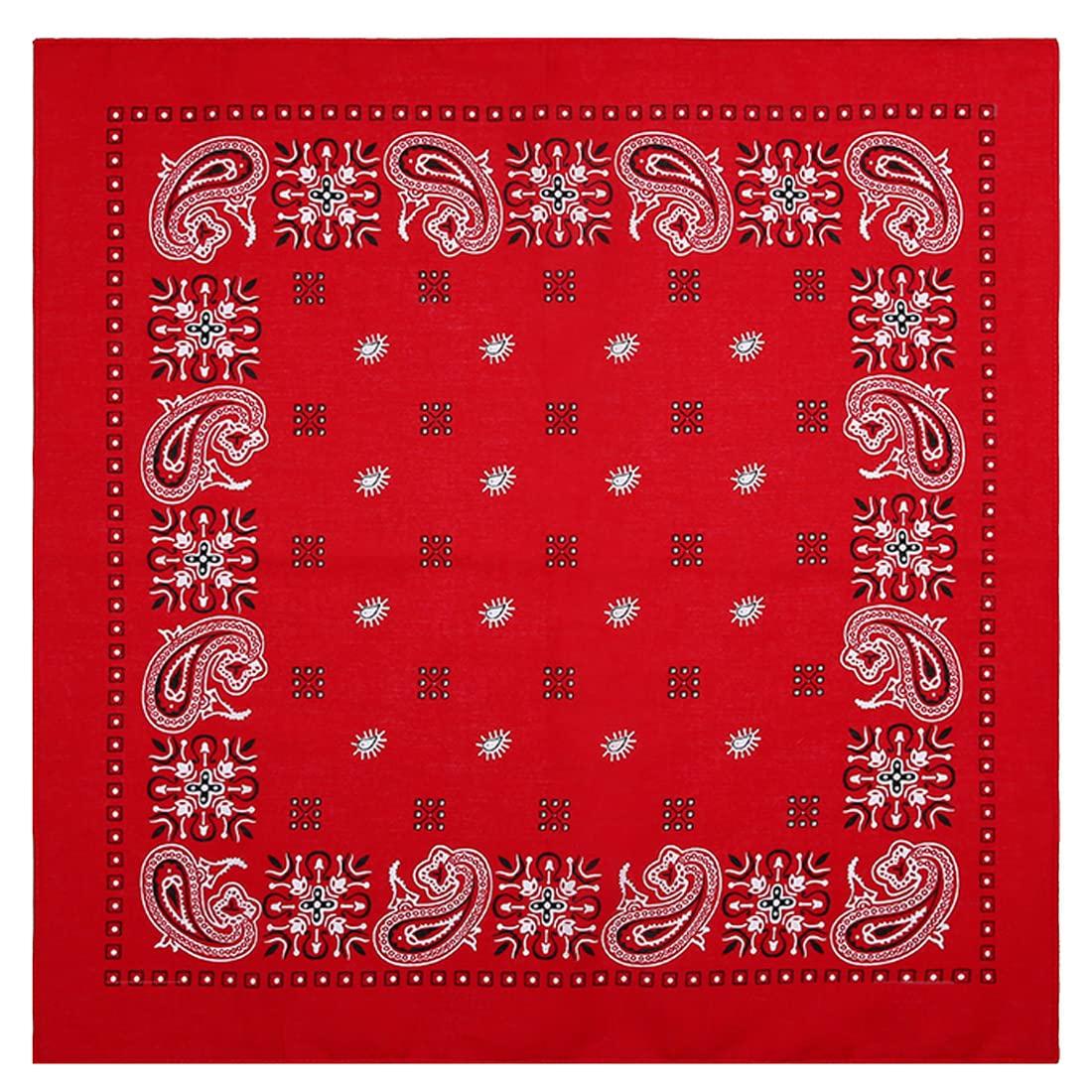 Trifong Bandana Red Paisley Print Handkerchief Adults 100% Cotton Cashew Pattern Unisex Large 55cm x 55cm Red