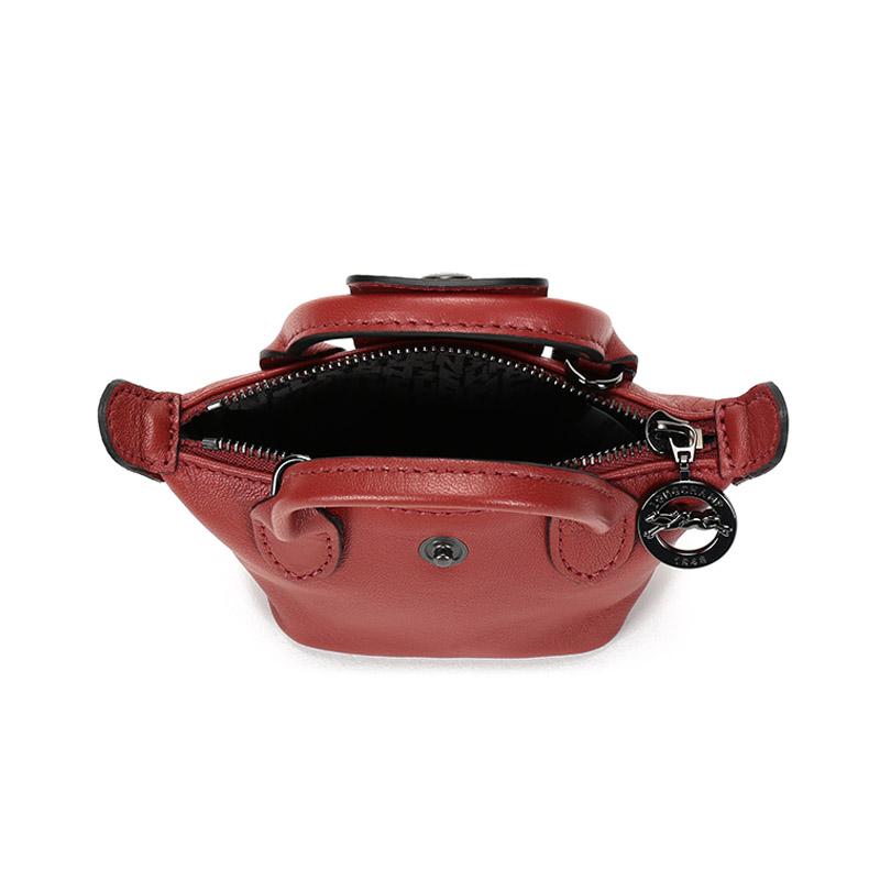 Longchamp Le Pliage Cuir Mini Crossbody Bag Women Bags Red-Brown 10099757003
