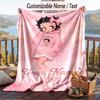 Custom Text Flannel Throw Blanket, Lightweight Cozy Bed Sofa BlanketBetty Boop