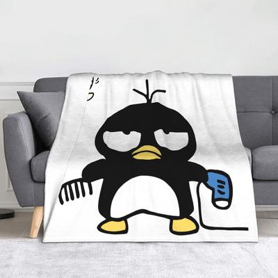 Penguin Anime Badtz Maru Blankets Coral Fleece Plush Printed  Multi-function Soft Throw Blankets for Home Couch Plush Thin Quilt