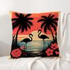 Tropical Palm Flamingo Cushion Cover Natural Linen Organic Fabric Double-Sided Printing Sofa Home Decor Gift Pillow Cover