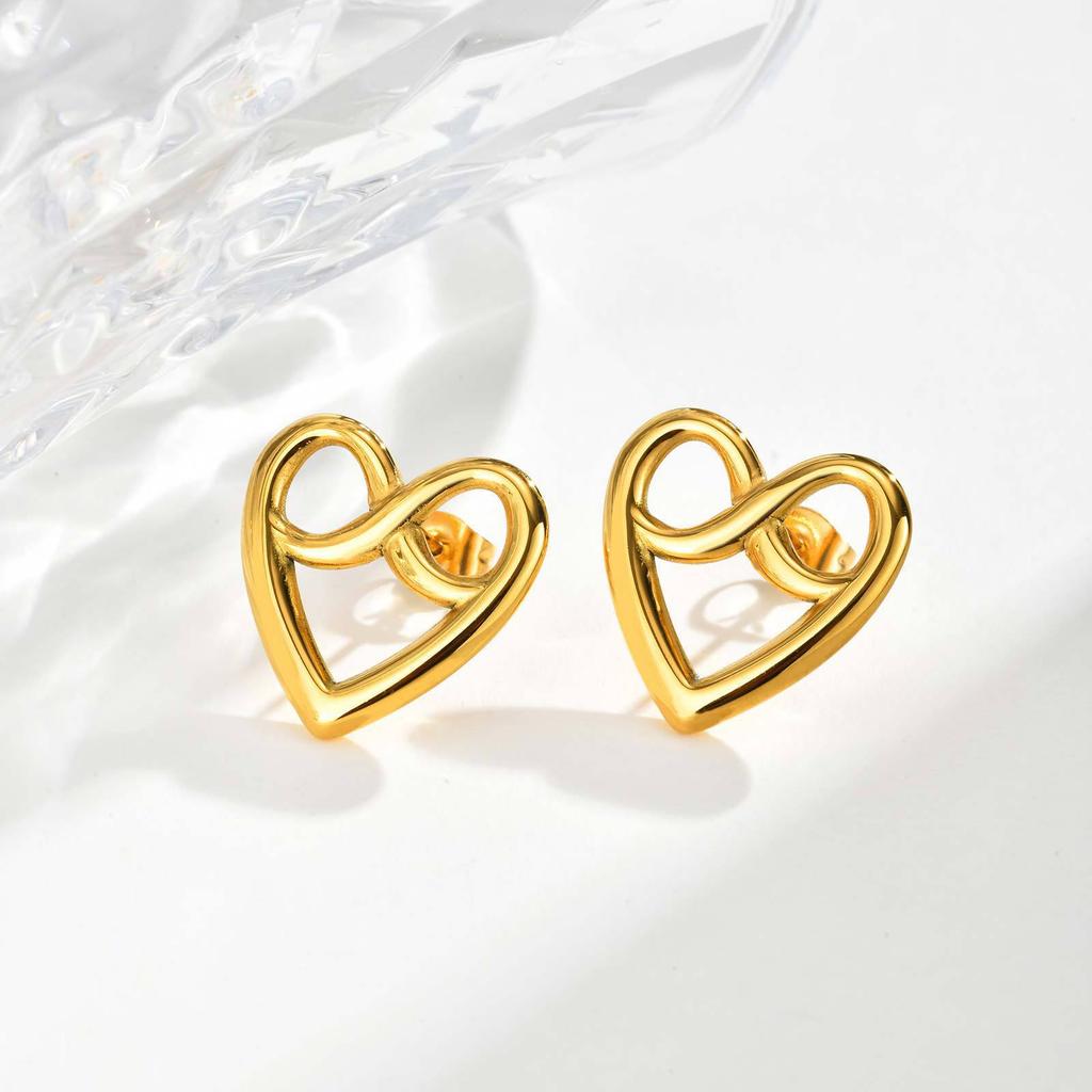 Edelstahl ns einfache alkalische Wasser Knoten Herzform Unendlichkeitszeichen 8-Zeichen Ohrstecker Design Brotknoten ES-726