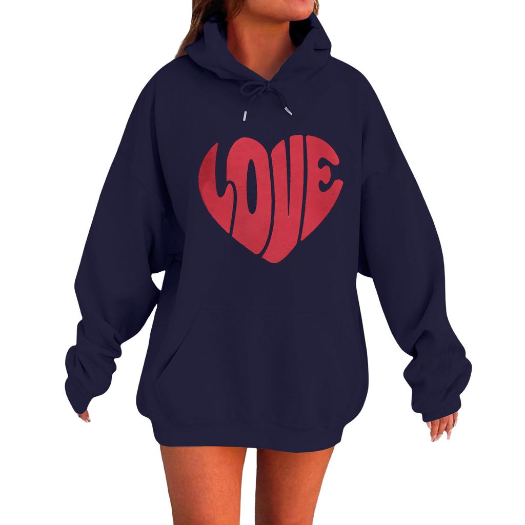 Women's Loose Comfortable Casual Fashionable Love Printed Long Sleeved Sweatshirt