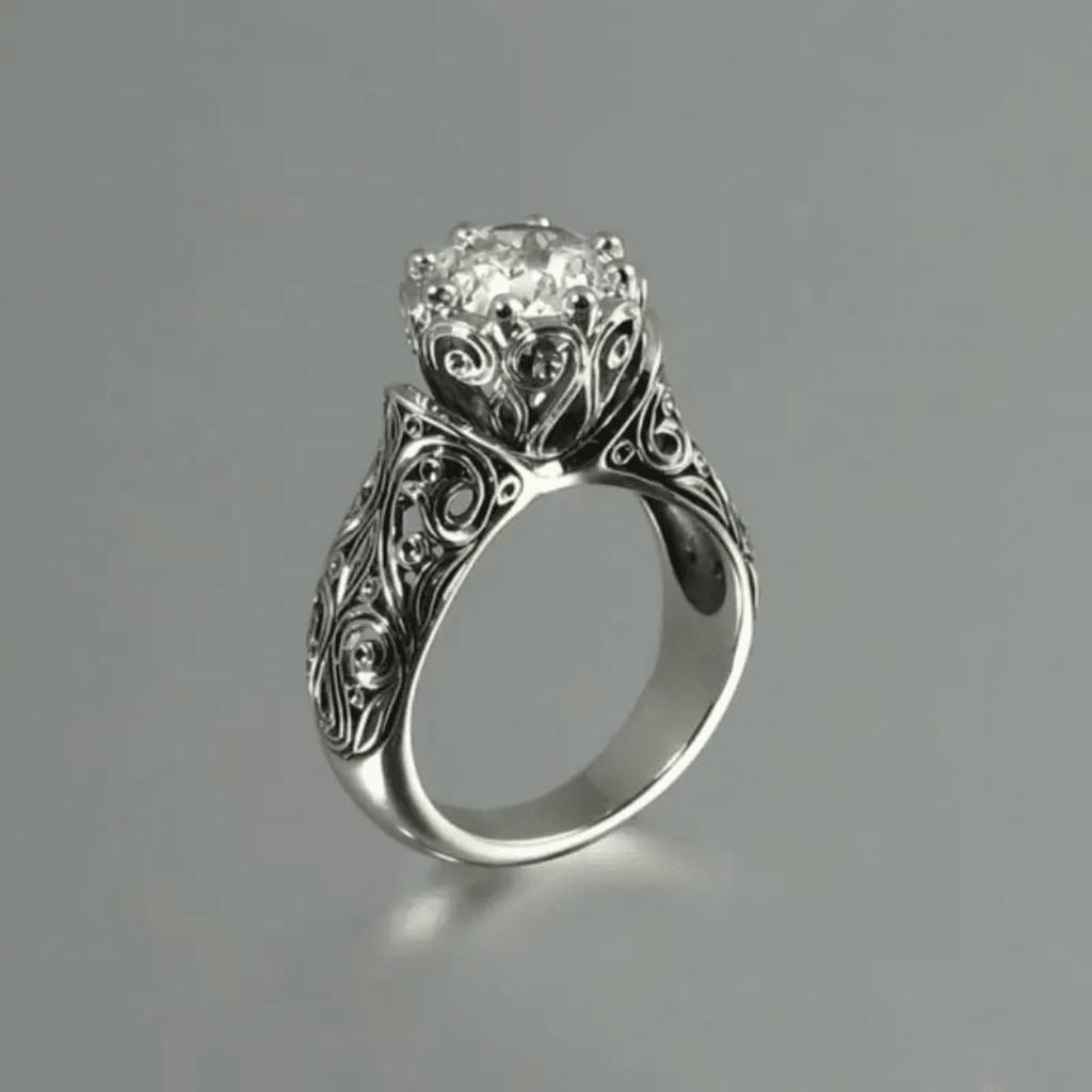 1pc Women's Retro Synthetic Zircon Ring, Exquisite Floral Design Ring, Suitable for Wearing, Holiday Gift Giving