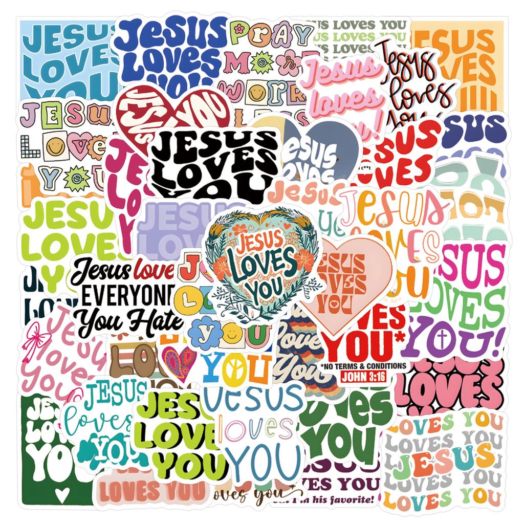 55 New Jesus Loves You Graffiti Stickers Decorate Notebook Suitcase Mobile Phone DIY Stickers