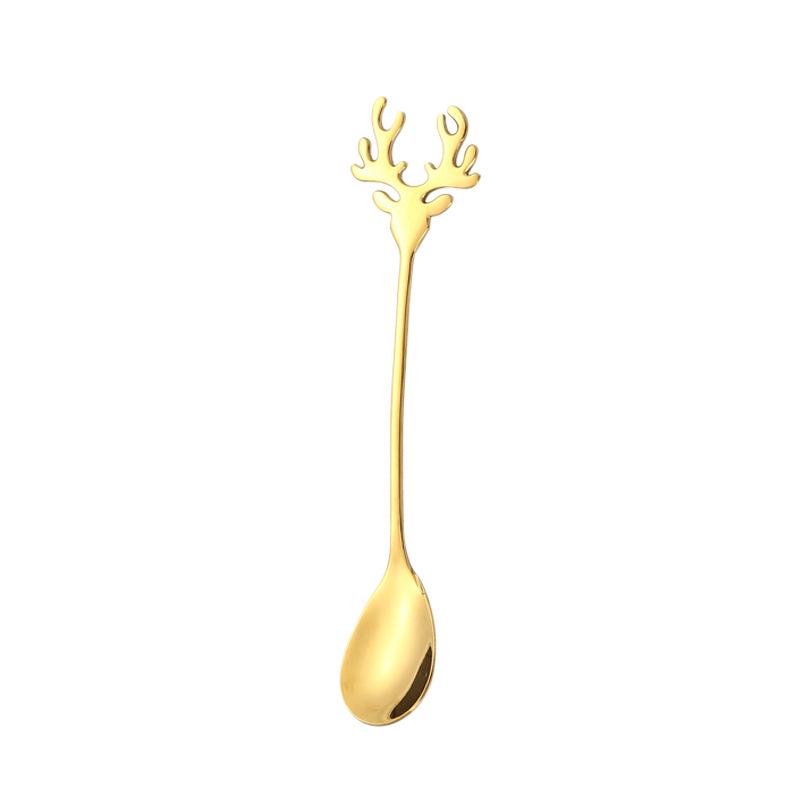 304 Stainless Steel Elk Cartoon Coffee Stirring Spoon - Bird's Nest Design Souvenir Gift