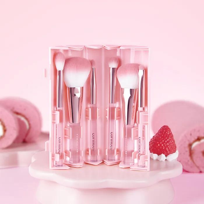 Set Pennelli Make-up Arrotolabile Rosa 6pz