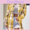 Cotton Polyester Plaid Shirt With Pockets For Casual Women