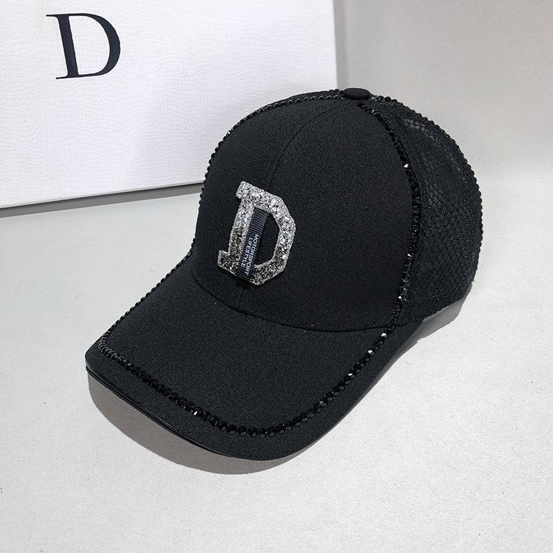 Mesh cap children ins tide summer diamond-encrusted letter D cap versatile sunshade baseball cap mesh cap