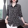 Women S Long Sleeve Chiffon Shirt Leopard Print Loose Plus Size Mid Length