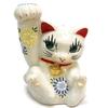Stylish Kutani Ware Maneki Neko Figurine with Right Hand and Strong from Waza no Perfect for opening a or any Arm, White, Kura. business, birthdays,