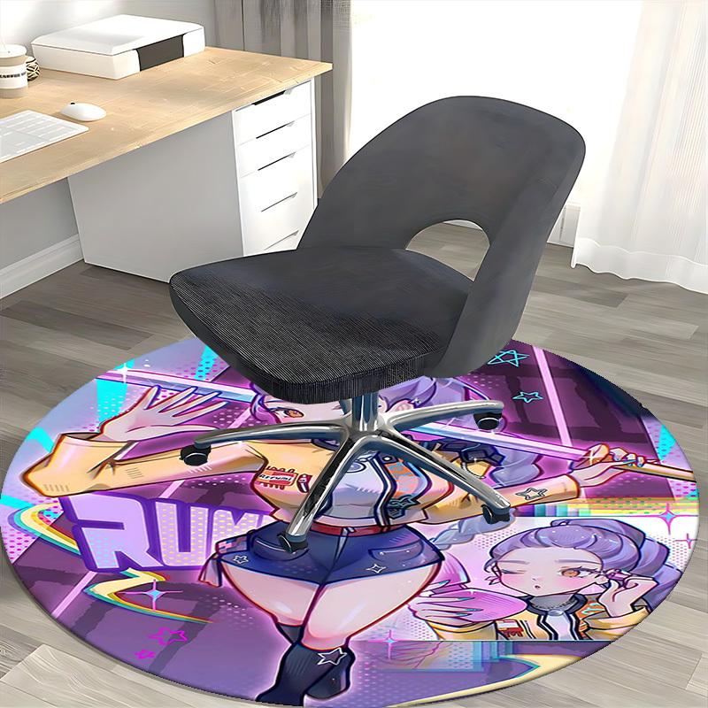 1pc Rerrumi Anime Design Round Carpet - Office Chair Mat, Non-Slip Rug for Home Decor, Living Room, Bedroom, Game Room