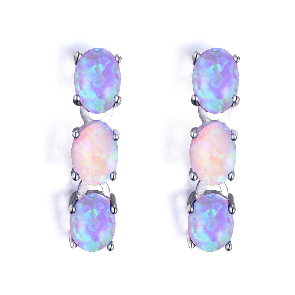 Three Purple Earrings Womens Fashionable and Versatile Earrings