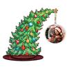 Photo Xmas Tree DIY 2D Flat Wooden Diamond Painting Desktop Ornaments Kit Diamond Art Tabletop Painting Kit for Adults Beginner