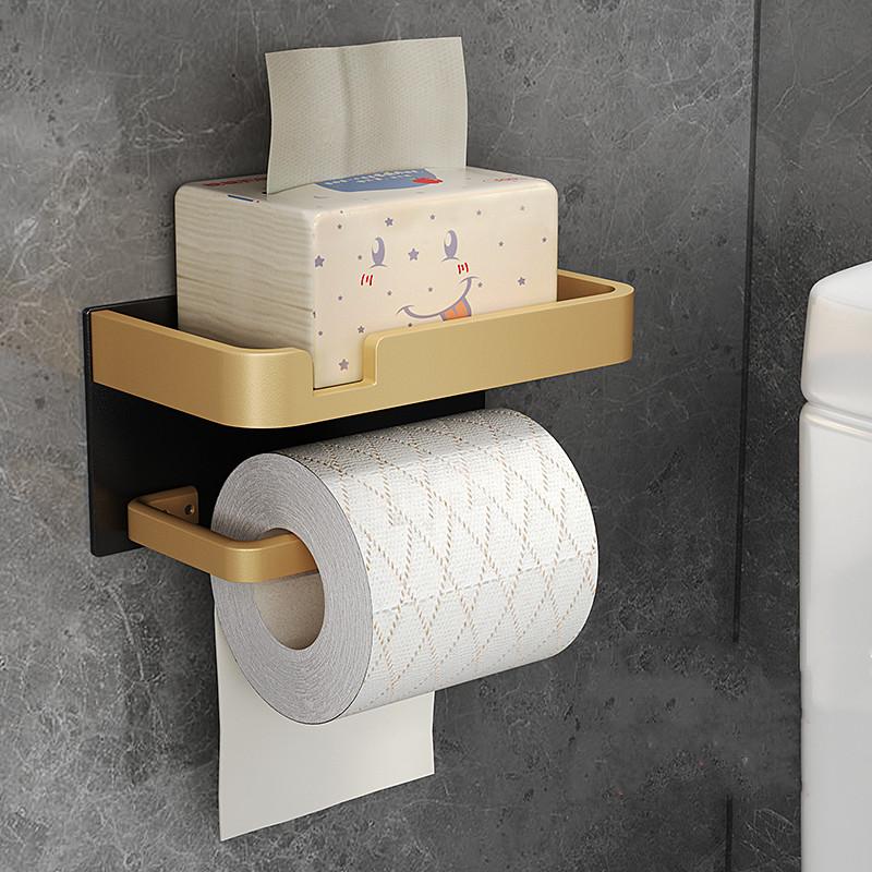 Space Aluminum Bathroom Paper Holder Roll Holder Phone Black&Gold SHhelf Mobile Phone Towel Rack Toilet Paper Holder Tissue Box