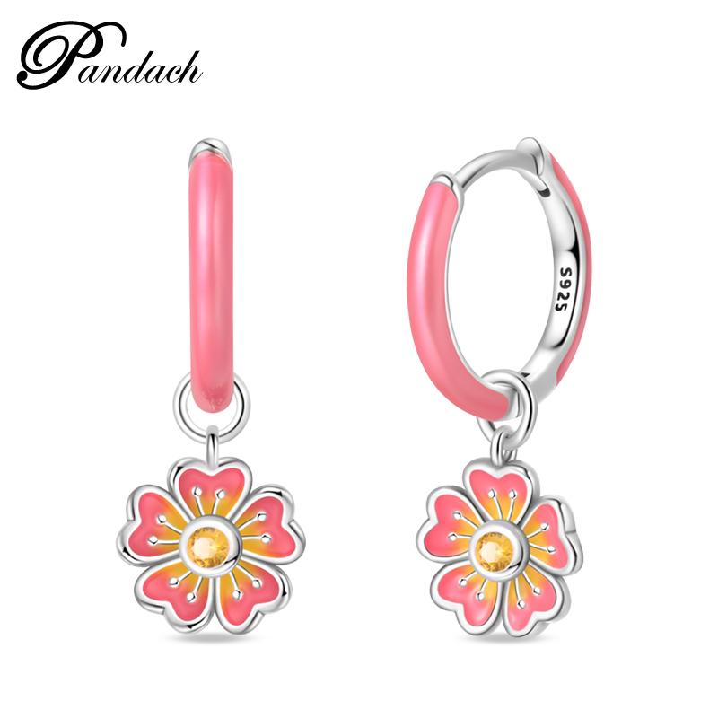 Brincos Exquisitos de Abelha, Borboleta e Joaninha em Prata de Lei 925 Para Mulheres Românticos Brincos em Forma de Coração Rosa Joias para Festa de Casamento