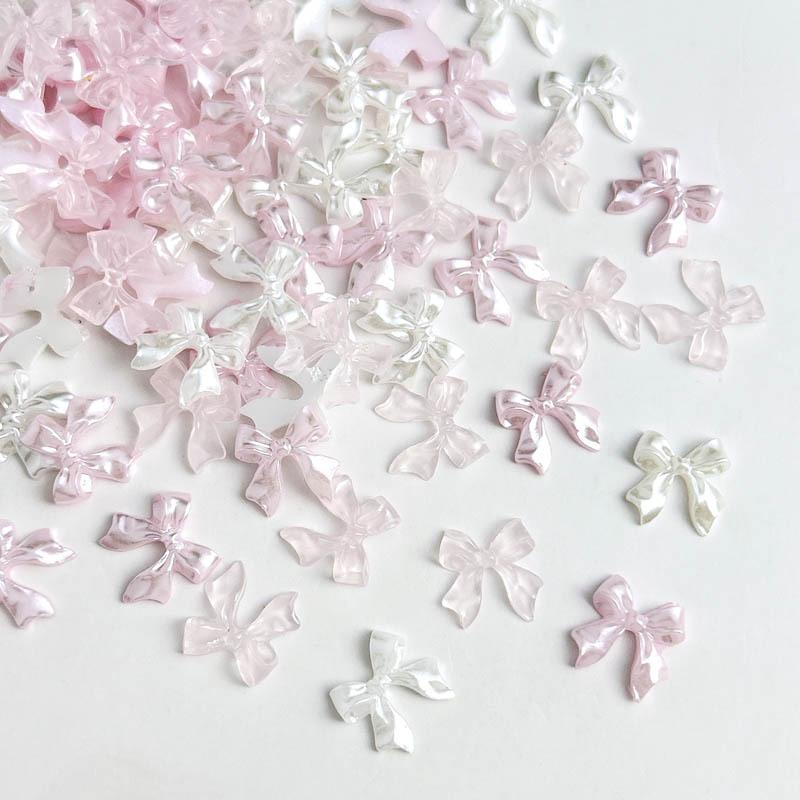 20pc Exqusitive Bows Nail Resin Charms Mini Bow Nail Art Accessories Bow Black White Rice White Bow Tie Nails Decoration Diamond