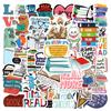 50pcs Reading Stickers Book Lover Cartoon Characters Waterproof DIY Decorative Stickers for Water Bottles Cars Laptops Scrapbooking