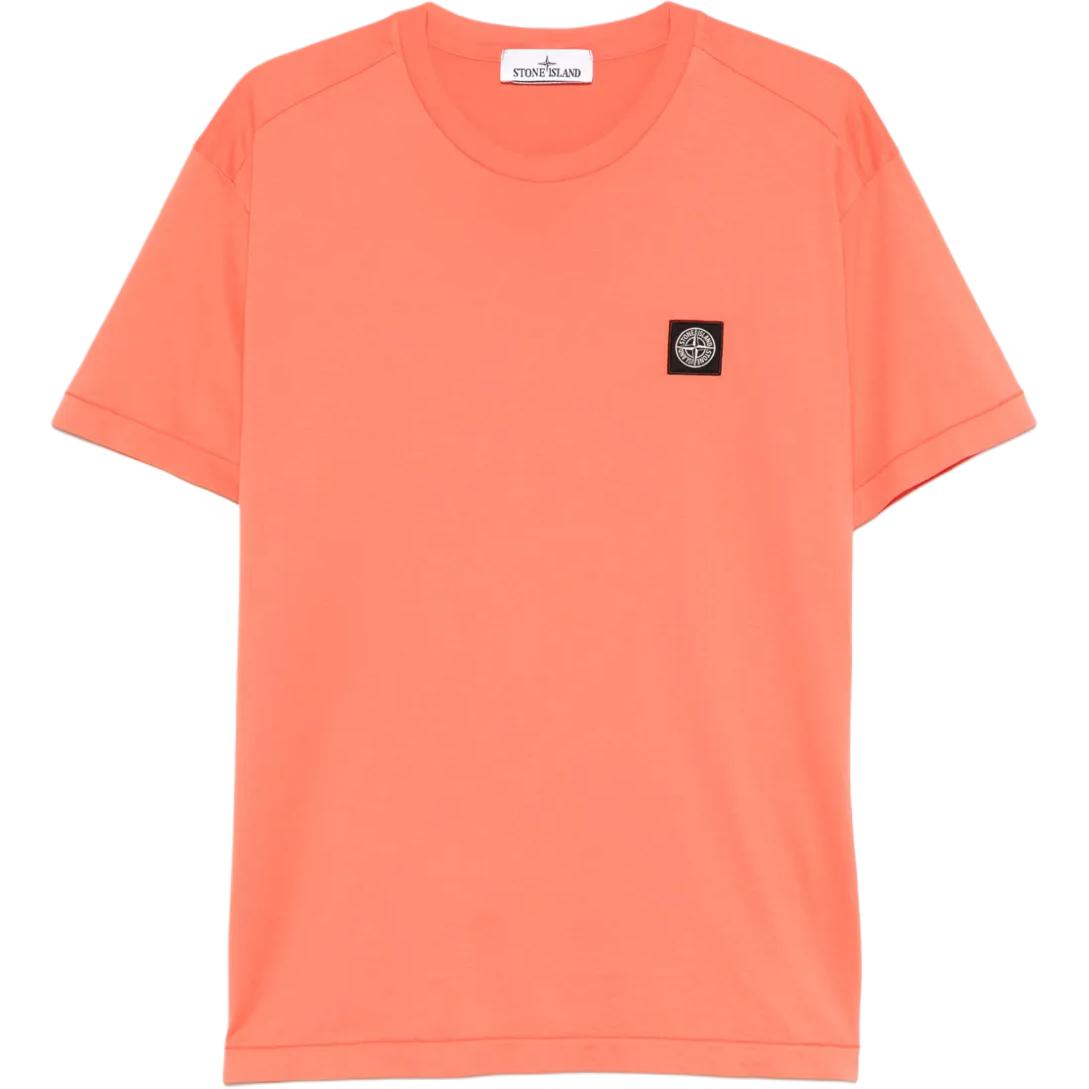Stone Island Logo Slim Fit Crew Neck Short Sleeve T-Shirt Men Tops Geranium-Orange K1S152100039S0013V008A L