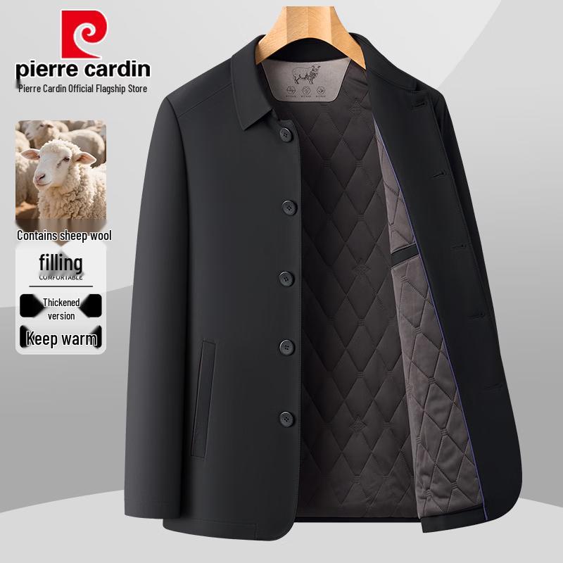 Pierre Cardin Men's Thickened Wool-Blend Collar Jacket