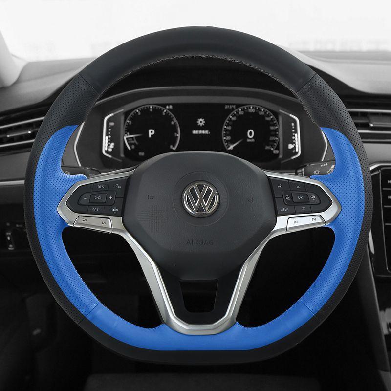 Hand Stitched Genuine Leather Steering Wheel Cover VW Lavida Lamando Passat Bora Magotan T-Roc Tayron