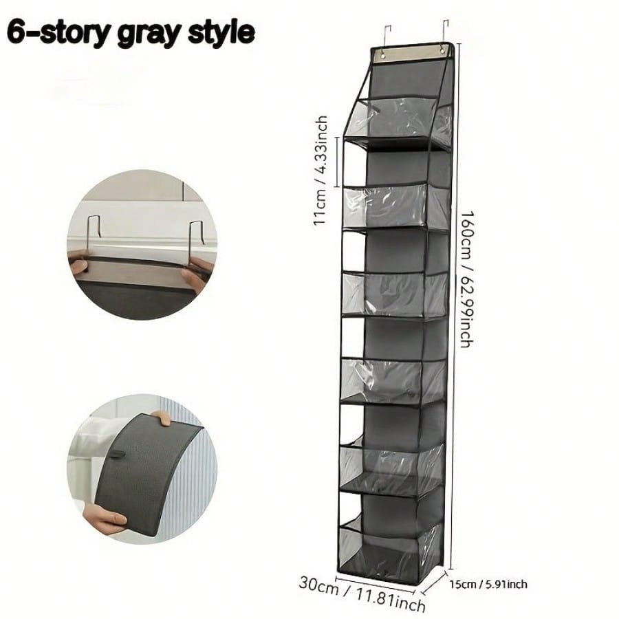 Multipurpose Transparent Hanging Storage Bag with Convenient Pockets Ideal for Bedroom Bathroom Kitchen Dorm and School Storage серый 1149₽