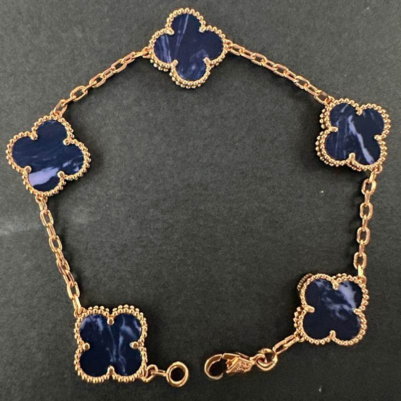 Exquisite Four-leaf Clover Bracelet for Women Five-flower Bracelet Double-sided Natural White Mother-of-pearl and Carnelian Bracelet