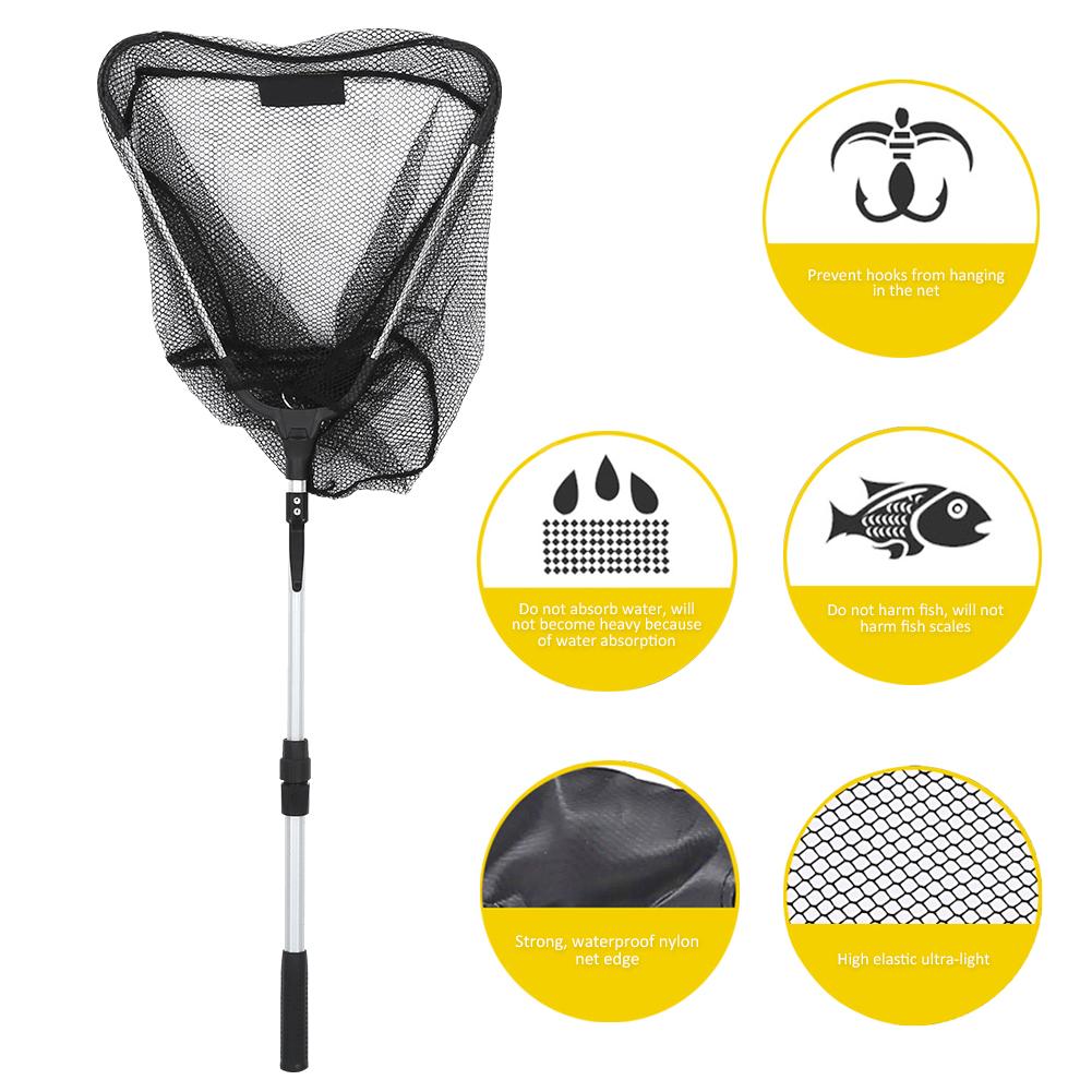 Integrated Waterproof Aluminum Alloy Telescopic Triangular Folding Portable Nanometer Fishing Net Tool Accessory95cm