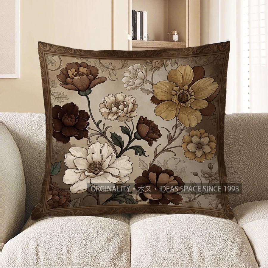 2D Floral Patterned Pillow Covers For Cozy Decor Pattern Cushion Cover Suitable For Sofa Bedroom Car Pillow Cover