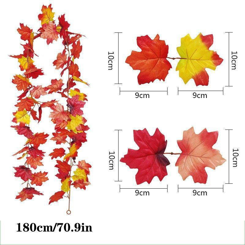 Autumn 180cm Artificial Fall Maple Leaves Garland Hanging Plant Home Party Decor