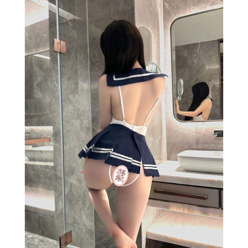 Sexy Plus Size Open Crotch Sailor Cosplay Intimate Lingerie Set