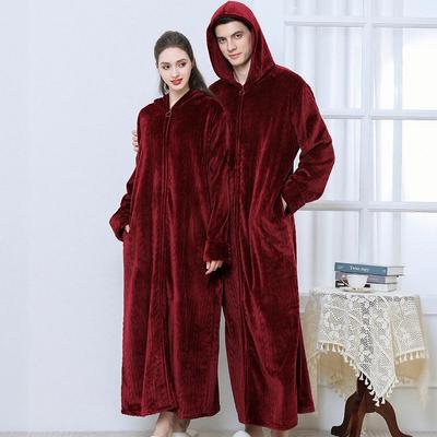 Winter- Flanell-Kapuzen-Nachthemd: Dicker Korallenfleece, Langarm, Große Größen, Sofort lieferbar