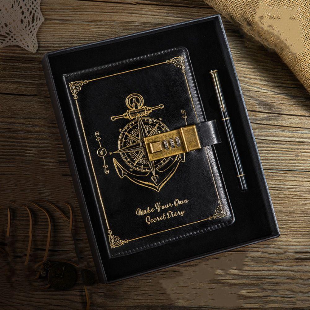 Stationery A5 Notebook with Lock Protecting Secrets Travelers Journal Password Notebook Student