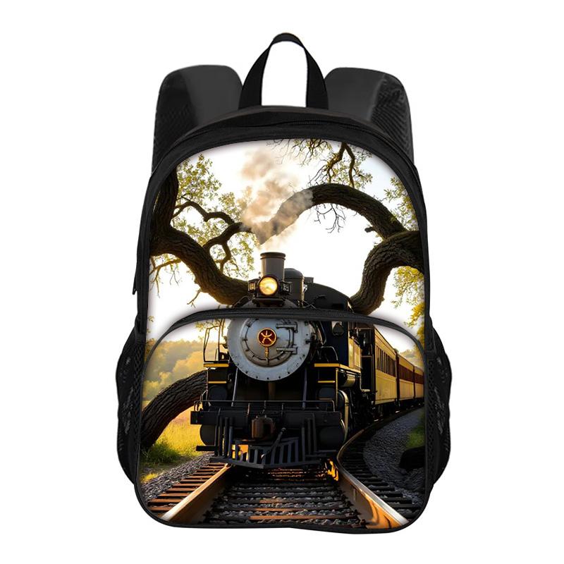 Train Round Front Bag Backpack Fashionable Large Capacity New Lightweight Printed Best Companion for Boys and Girls