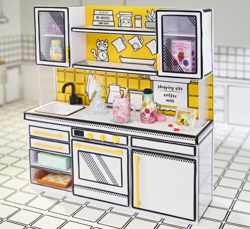 MGA Mini Verse Mini Kitchen Kitchen Playset with UV Resin Mystery Mini Oven Mitt Ages Light, Collectible, DIY, Play, Exclusive, Recipe, (Not Edible),