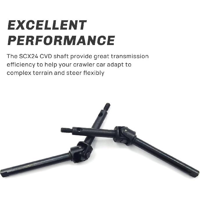 RC Steel Front Axle Drive Shaft CVD Front Axle Shafts for 1/24 Axial SCX24 C10/JLU/Bronco/Gladiator/Deadbolt RC Crawler Car (+4mm)