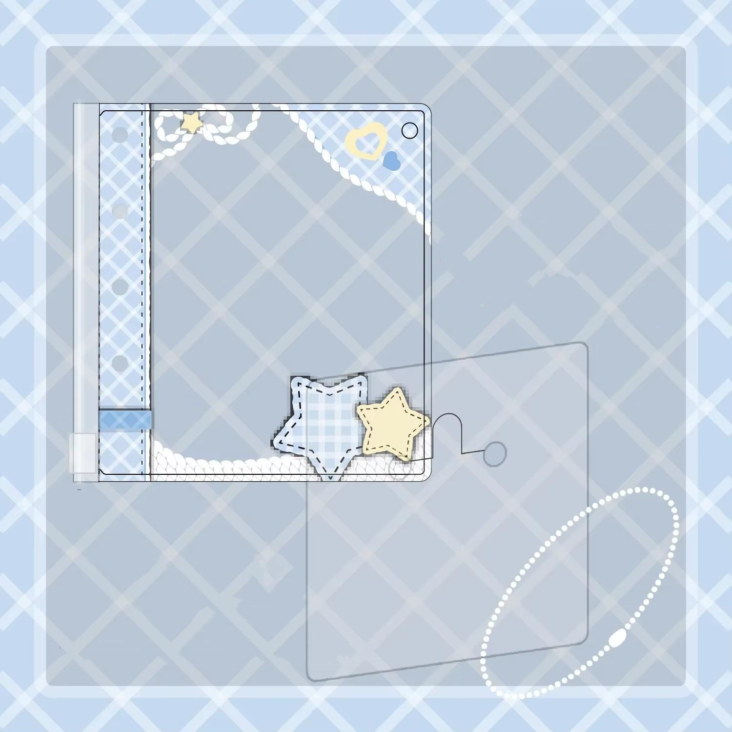 

Японский держатель для значка INS Star Plaid из ПВХ 58~78 мм, круглый значок на булавке, прозрачный карман для дисплея, милый мультяшный кулон на сумку синий