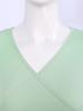 Women Solid Color V Neck Long Sleeves Straps Back Stretchy Crochet Dance Tops Gym Yoga Ballet