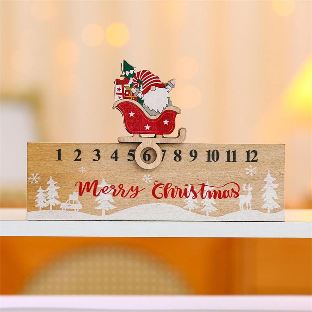 Christmas Countdown Calendar Sliding Gnome Advent Double-Sided 24 Numbers Design Wood Holiday Countdown For Winter Festival Home