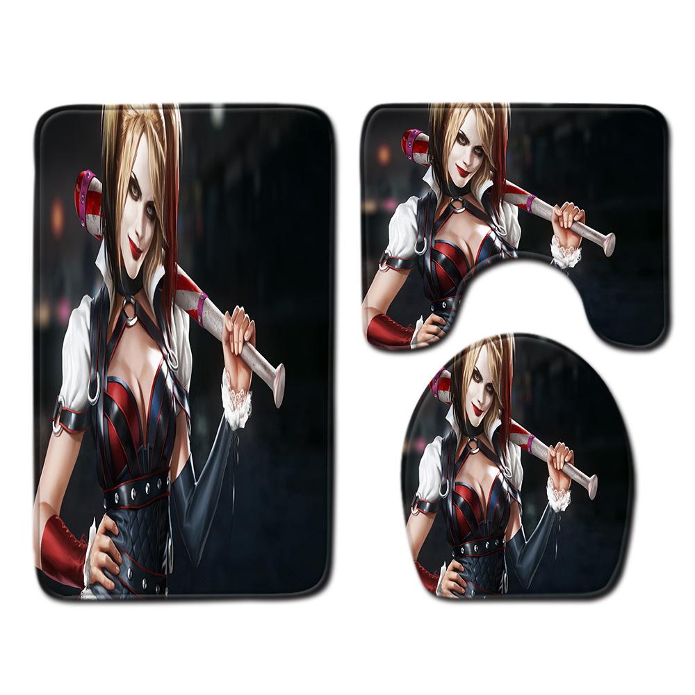 Animation Bathroom Floor Mat Three-Piece Bathroom Carpet Toilet Mat Set Door Mat Bathroom Non-Slip Mat