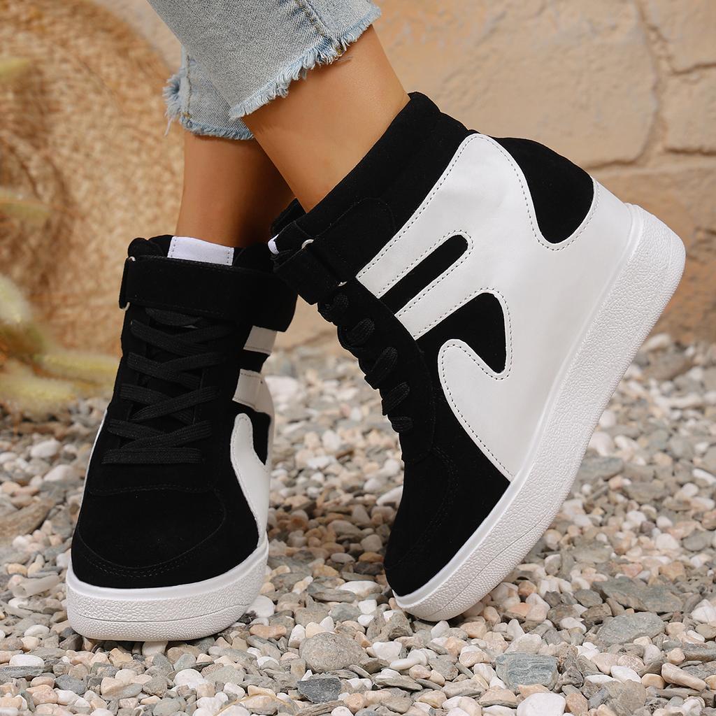 Mote 2025 Dame Høye Platåsneakers Komfortable Platåsneakers Dame Snøring Fritid Kilesko Dame Zapatos De Mujer