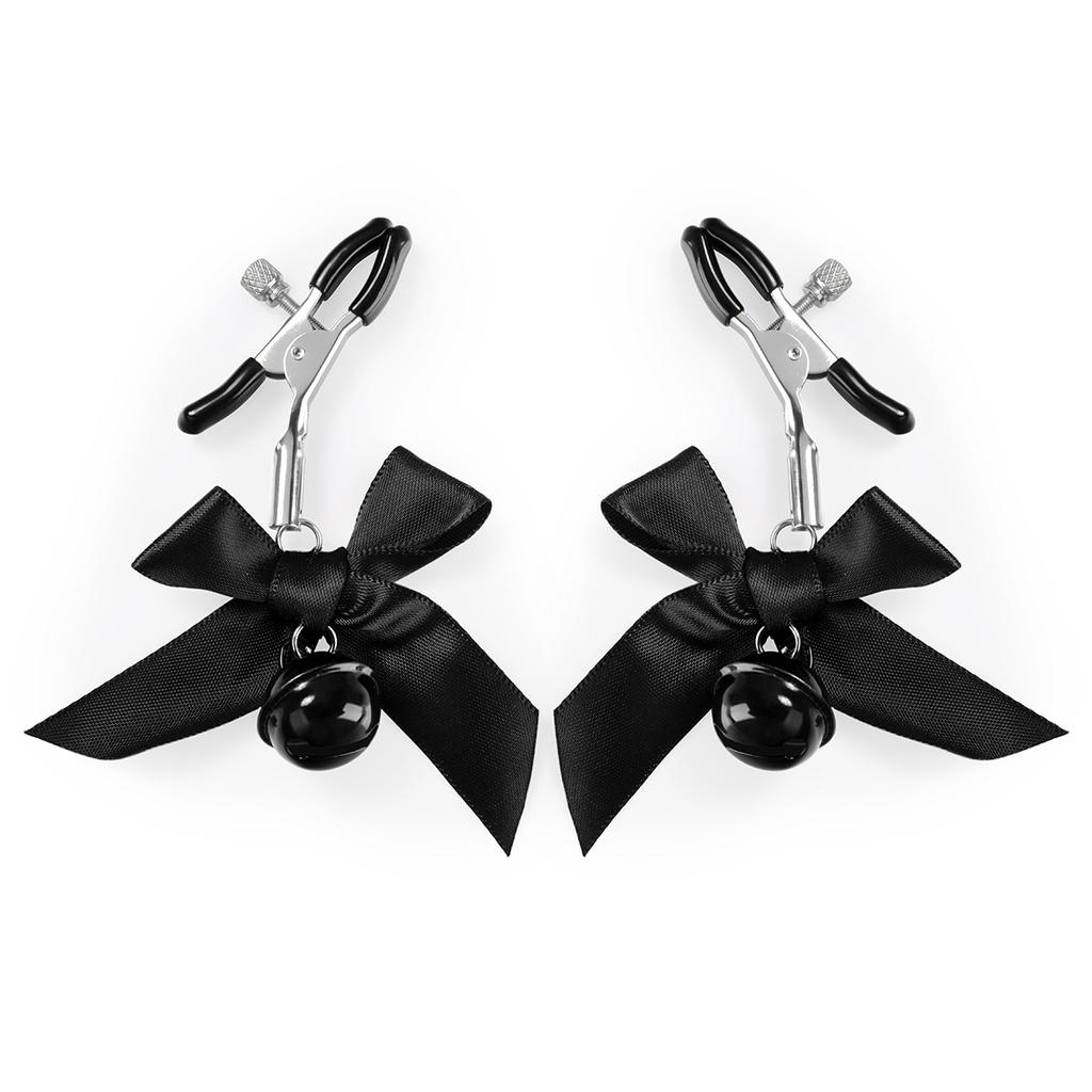 Bell With Bow Pendant Anal Plug Gemstone Buttplug With Flirting Nipple Clamps Fetish Role Play Sex Toys Exotic Accessories