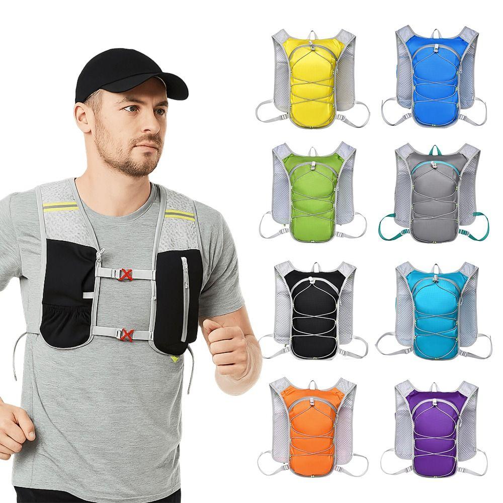 Reflective Running Vest Breathable Running Bag Running Water Bottle Storage Vest  for Outdoors