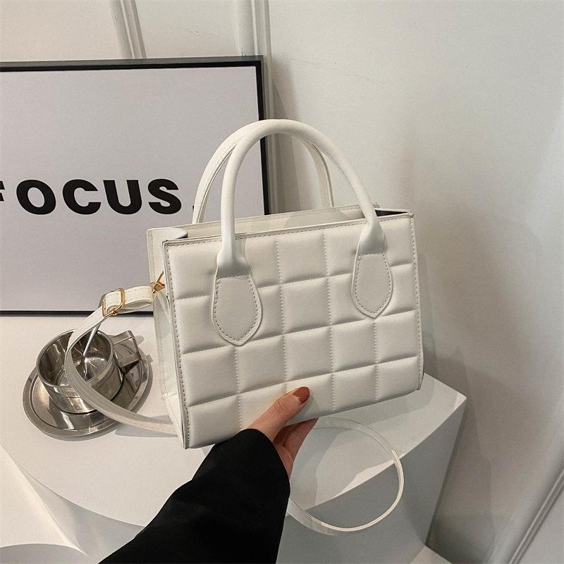 New Fashion Faux Leather Square Shoulder Bag for Women Korean Style Handbag Crossbody Purse