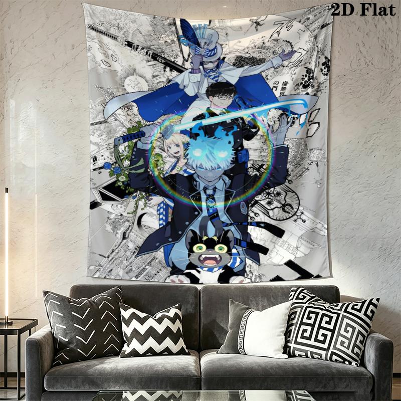 Blauer Exorzist Wandteppich Ästhetischer Wandbehang Bedruckter Stoffdecke Dekorative Wandteppiche für Schlafzimmer Wohnzimmer Heimdekoration