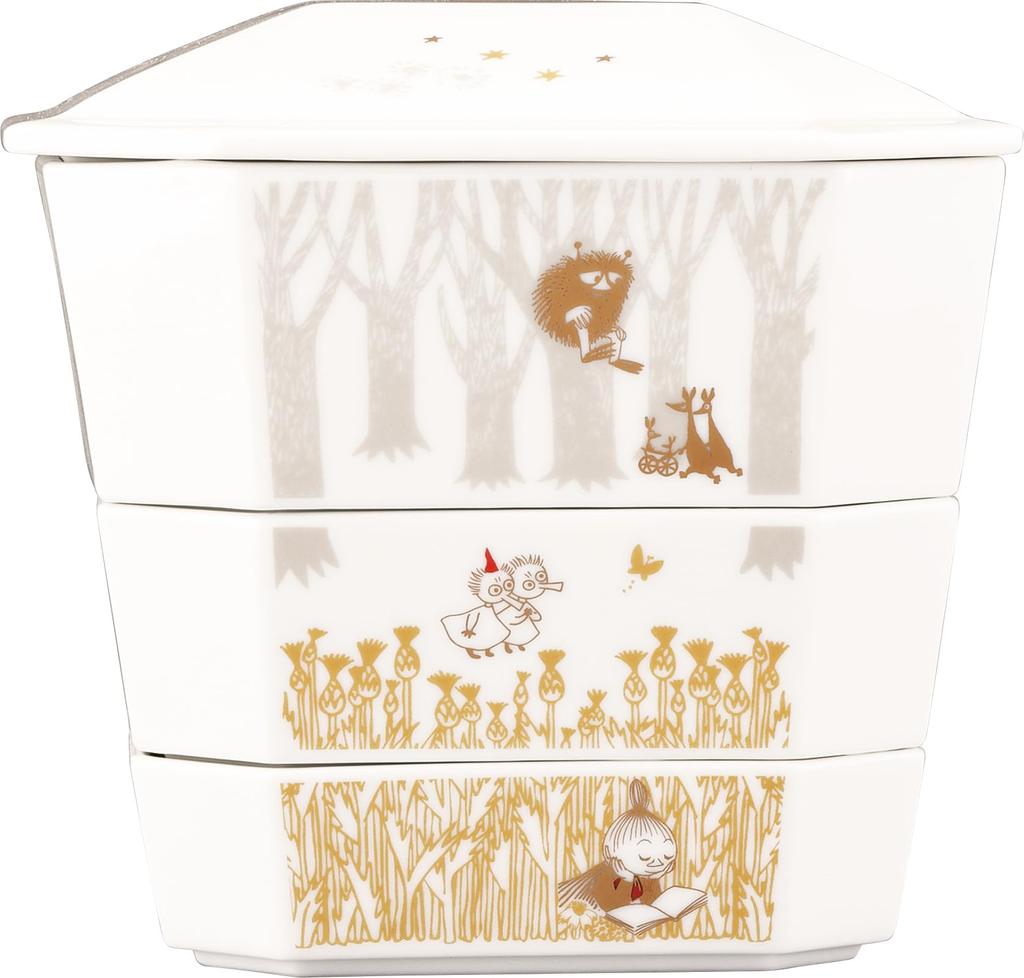 Yamaka Shoten MOOMIN Special Jubako 17 x 17 x 16 Jubako Perfect for Cherry Blossom First and Other Made in "Setsubun Day" 3-Tiered Box, Approx. cm,