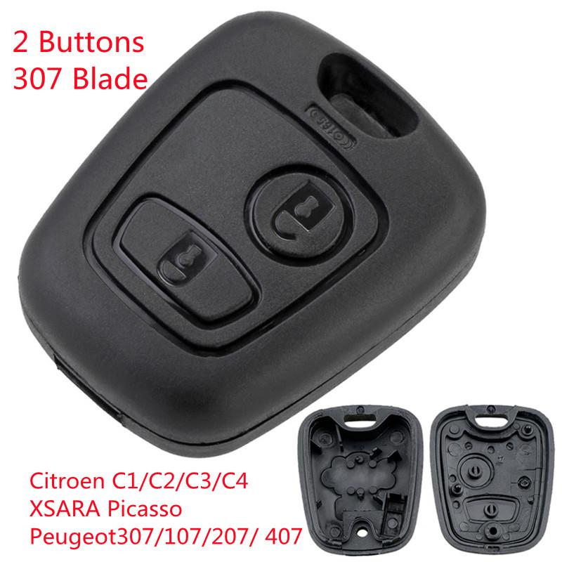 2 Buttons Car Remote Key Shell with 307/206 Blade Fit for Citroen C1 / C2 / C3 / C4 /XSARA Picasso/Peugeot 307 / 107 / 207 / 407