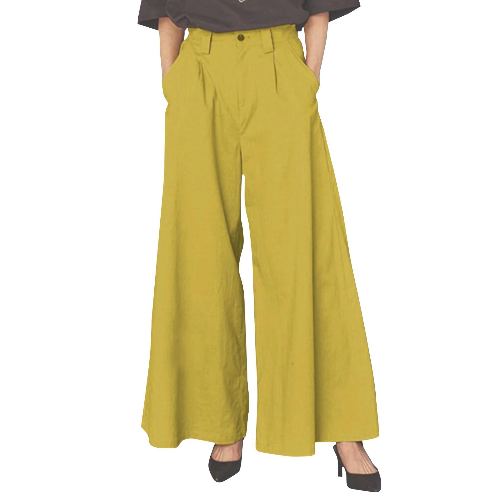 

Свободные, элегантные, повседневные повседневные широкие брюки с высокой талией XL жёлтый