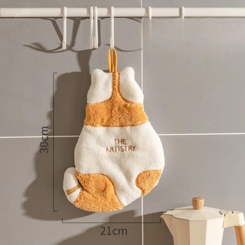 1Pcs Cute Cat Hanging Towel Kitchen Hand Towel Bathroom Soft Absorbent Handkerchief Wipe Towel Cartoon Kids Towels
